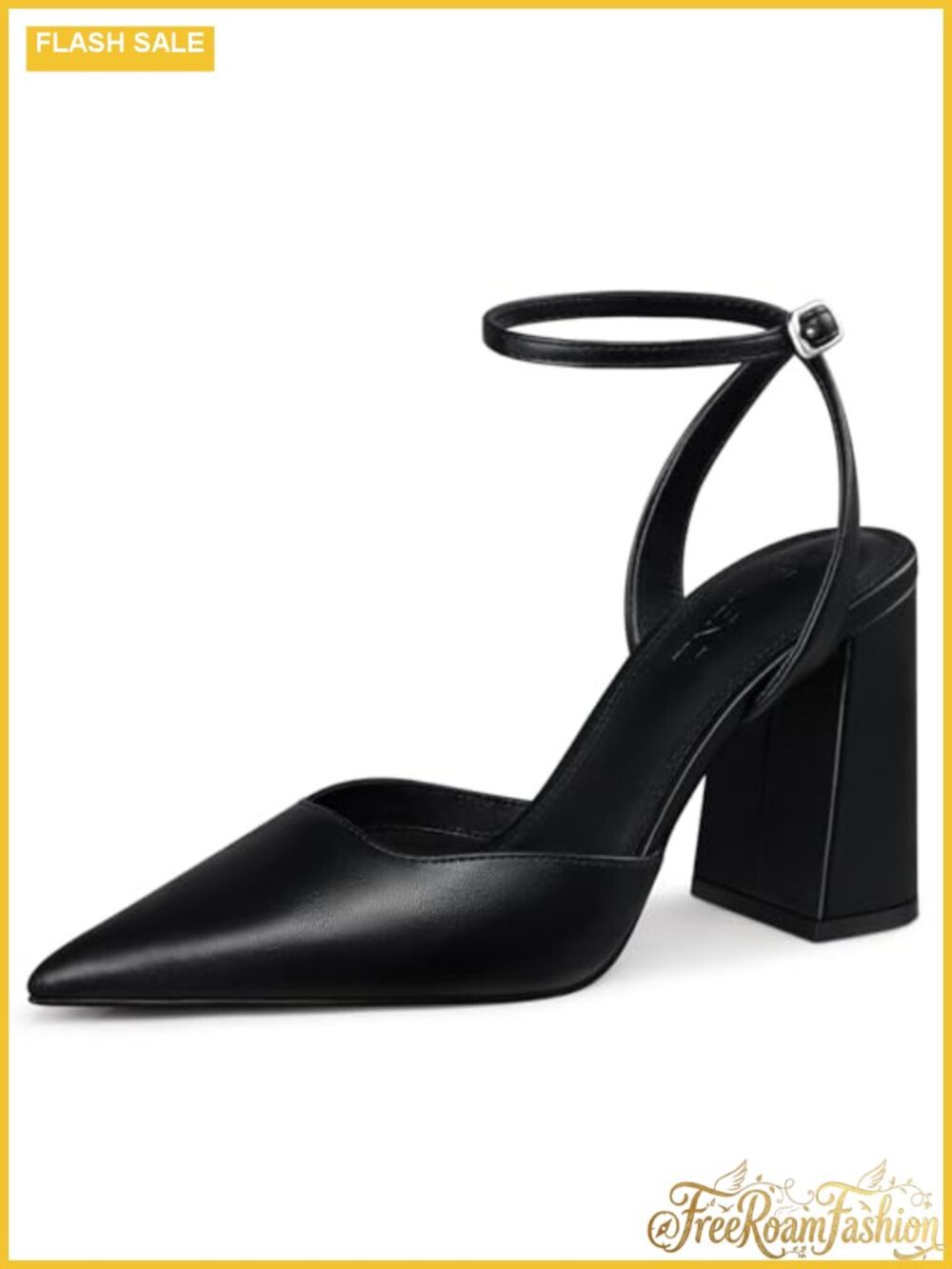 Women's Chunky Block Heel Closed Toe Dress Pumps Ankle Strap